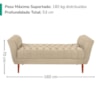 Recamier Capitone Pes Madeira 160 cm Grecia Suede Bege MPassos