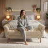 Recamier Capitone Pes Madeira 160 cm Grecia Suede Bege MPassos