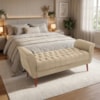 Recamier Capitone Pes Madeira 160 cm Grecia Suede Bege MPassos