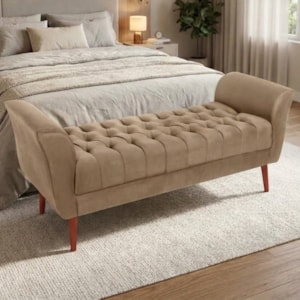 Recamier Capitone Pes Madeira 160 cm Grecia Suede Capuccino MPassos