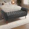 Recamier Capitone Pes Madeira 160 cm Grecia Suede Cinza Escuro MPassos