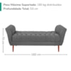 Recamier Capitone Pes Madeira 160 cm Grecia Suede Cinza Escuro MPassos
