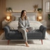 Recamier Capitone Pes Madeira 160 cm Grecia Suede Cinza Escuro MPassos