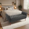 Recamier Capitone Pes Madeira 160 cm Grecia Suede Cinza Escuro MPassos