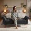 Recamier Capitone Pes Madeira 160 cm Grecia Suede Preto MPassos