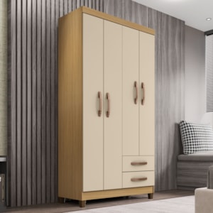 Roupeiro 4P 2G Moden 3565 100 cm Carvalho Am Off White INCP