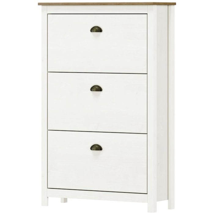 Sapateira 3 Gavetas Madeira Maciça 80 cm 9175 Branco Freijo Milani Store