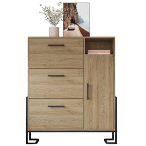 Sapateira 4 Gavetas P1062 96 cm Oak Preto PP Milani Store