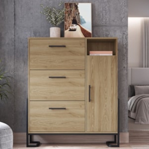 Sapateira 4 Gavetas P1062 96 cm Oak Preto PP Milani Store