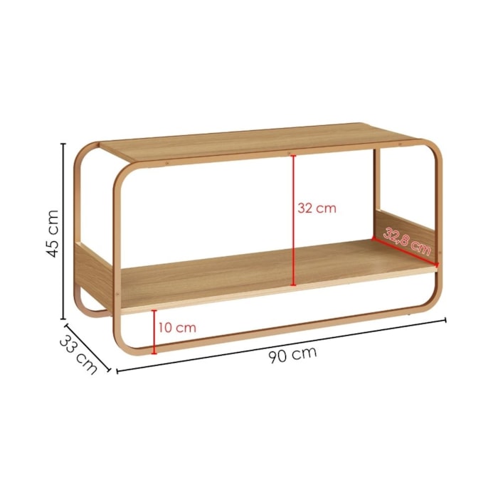 Sapateira Banco Luna 90 cm Pes Metalicos Hanover Dourado Artesano