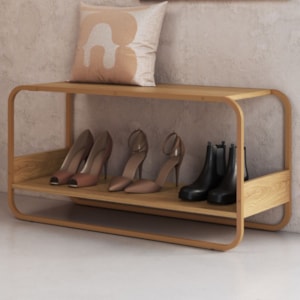 Sapateira Banco Luna 90 cm Pes Metalicos Hanover Dourado Artesano