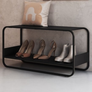 Sapateira Banco Luna 90 cm Pes Metalicos Nero Preto Artesano