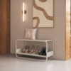 Sapateira Banco Luna 90 cm Pes Metalicos Off White Artesano