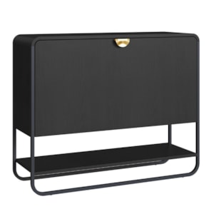 Sapateira Luna 93 cm Pes Metalicos Nero Preto Artesano