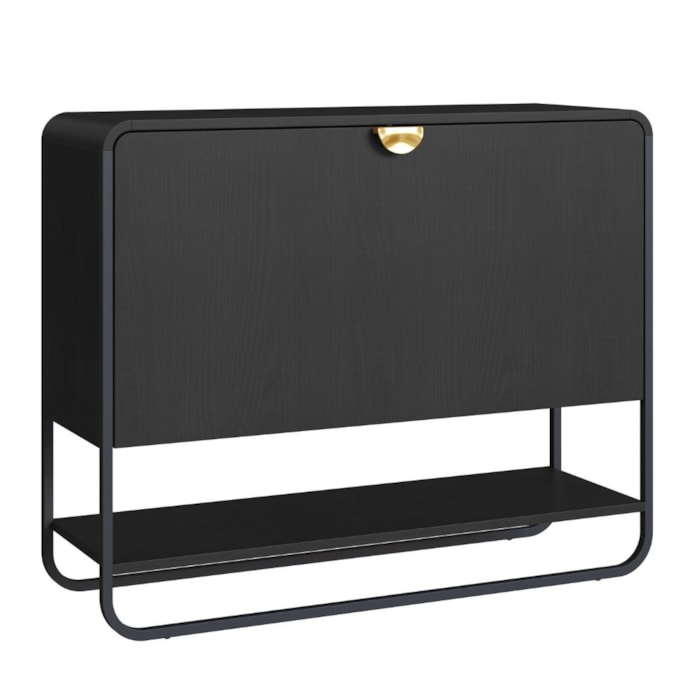 Sapateira Luna 93 cm Pes Metalicos Nero Preto Artesano