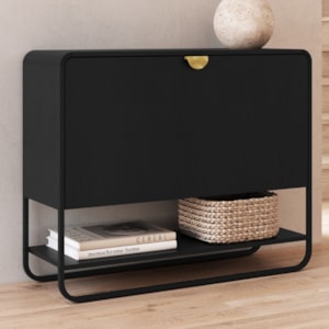 Sapateira Luna 93 cm Pes Metalicos Nero Preto Artesano