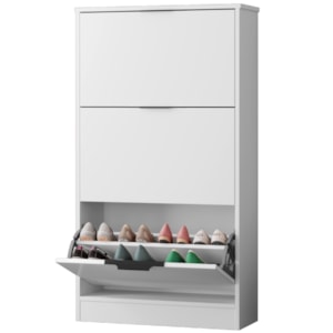 Sapateira Multiuso 3 Gavetas Basculantes 120x65 cm Aurora Branco RUDK