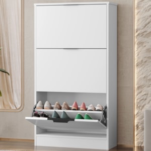Sapateira Multiuso 3 Gavetas Basculantes 120x65 cm Aurora Branco RUDK