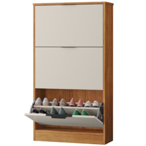 Sapateira Multiuso 3 Gavetas Basculantes 120x65 cm Aurora Cedro Areia RUDK