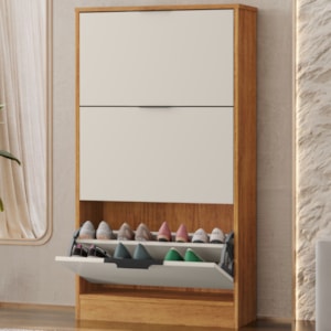 Sapateira Multiuso 3 Gavetas Basculantes 120x65 cm Aurora Cedro Areia RUDK