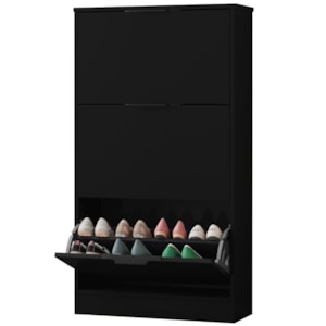 Sapateira Multiuso 3 Gavetas Basculantes 120x65 cm Aurora Preto RUDK
