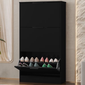 Sapateira Multiuso 3 Gavetas Basculantes 120x65 cm Aurora Preto RUDK