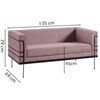 Sofa 2 Lug Base Aço Preto 135 cm 2064X2 Veludo Rosa Dmobiliario