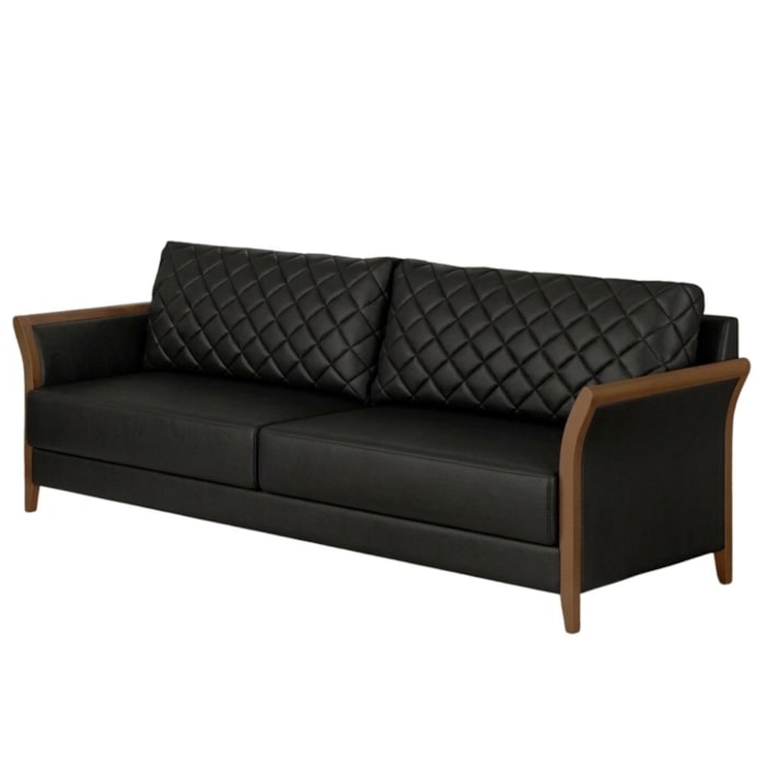 Sofa 2 Lugares Ambar 165 cm Braços Pes Em Madeira Courino TCS 724 MOLL