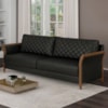 Sofa 2 Lugares Ambar 165 cm Braços Pes Em Madeira Courino TCS 724 MOLL