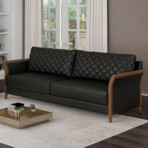 Sofa 2 Lugares Ambar 165 cm Braços Pes Em Madeira Courino TCS 724 MOLL