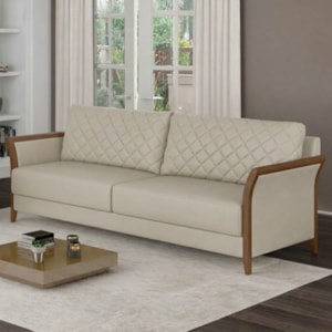 Sofa 2 Lugares Ambar 165 cm Braços Pes Em Madeira Courino TCS 725 MOLL