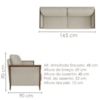Sofa 2 Lugares Ambar 165 cm Braços Pes Em Madeira Courino TCS 725 MOLL