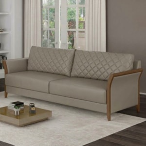 Sofa 2 Lugares Ambar 165 cm Braços Pes Em Madeira Courino TCS 726 MOLL
