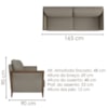 Sofa 2 Lugares Ambar 165 cm Braços Pes Em Madeira Courino TCS 726 MOLL