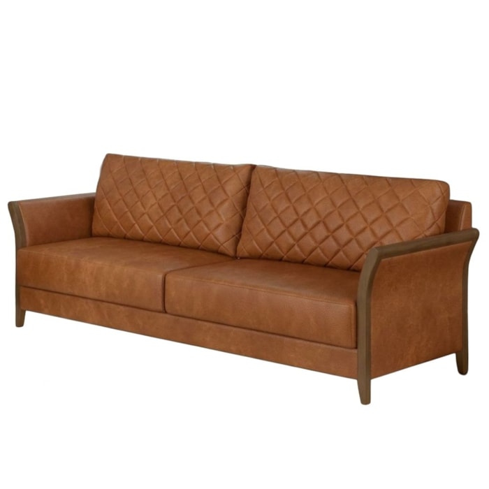 Sofa 2 Lugares Ambar 165 cm Braços Pes Em Madeira Courino TCS 727 MOLL