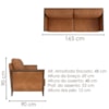 Sofa 2 Lugares Ambar 165 cm Braços Pes Em Madeira Courino TCS 727 MOLL