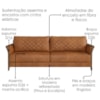 Sofa 2 Lugares Ambar 165 cm Braços Pes Em Madeira Courino TCS 727 MOLL