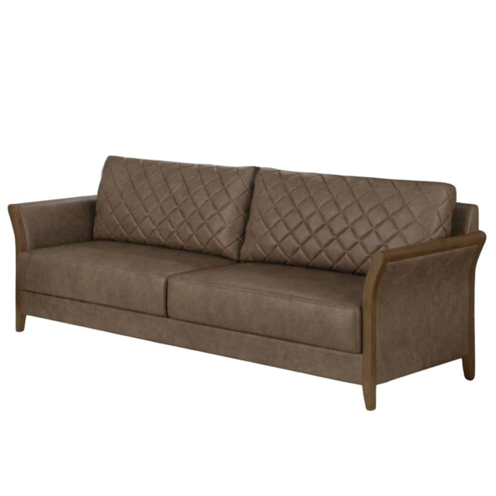 Sofa 2 Lugares Ambar 165 cm Braços Pes Em Madeira Courino TCS 729 MOLL