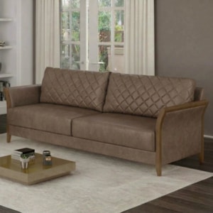 Sofa 2 Lugares Ambar 165 cm Braços Pes Em Madeira Courino TCS 729 MOLL