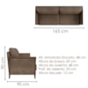 Sofa 2 Lugares Ambar 165 cm Braços Pes Em Madeira Courino TCS 729 MOLL