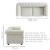 Sofa 2 Lugares Capitone Acorde 190 cm Pes MDF Linho TCS 701 MOLL
