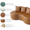 Sofa 2 Lugares Organico 160 cm Ibiza Corino Caramelo Vazzano