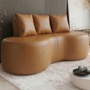 Sofa 2 Lugares Organico 160 cm Ibiza Corino Caramelo Vazzano