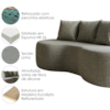 Sofa 2 Lugares Organico 160 cm Ibiza Linho Grey Vazzano