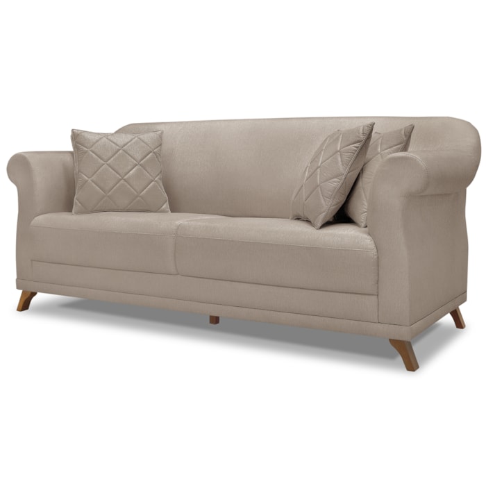 Sofa 2 Lugares Retro Polo 160cm Com Almofada Linho Areia Ezz