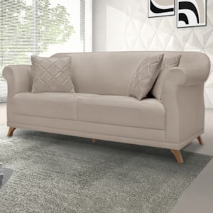 Sofa 2 Lugares Retro Polo 160cm Com Almofada Linho Areia Ezz