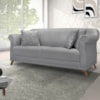 Sofa 2 Lugares Retro Polo 160cm Com Almofada Linho Cinza Ezz