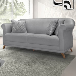 Sofa 2 Lugares Retro Polo 160cm Com Almofada Linho Cinza Ezz