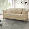 Sofa 2 Lugares Retro Polo 160cm Com Almofada Linho Dourado Ezz