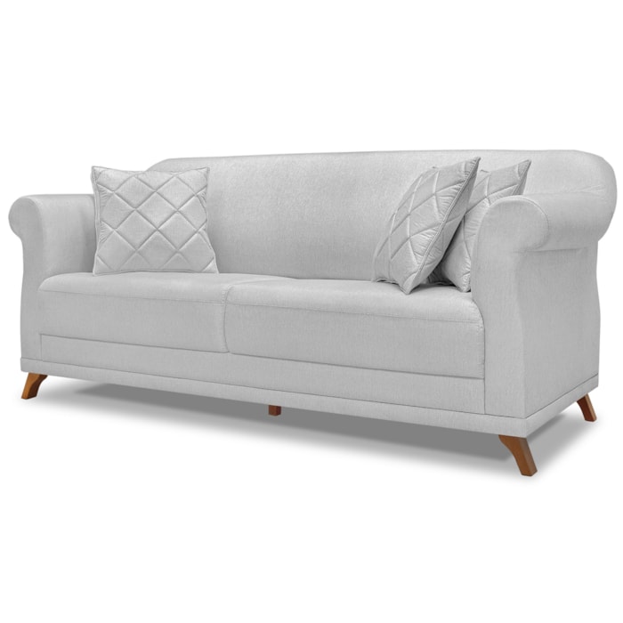 Sofa 2 Lugares Retro Polo 160cm Com Almofada Linho Grigio Ezz